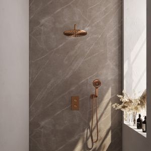 Brauer Edition 5-GK-057 thermostatic concealed rain shower 3-way diverter SET 34 copper brushed PVD