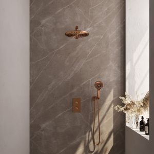 Brauer Edition 5-GK-059 thermostatic concealed rain shower 3-way diverter SET 32 copper brushed PVD