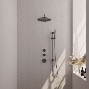 Brauer Edition 5-GM-079 thermostatic concealed rain shower SET 16 gunmetal brushed PVD