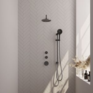 Brauer Edition 5-GM-080 thermostatic concealed rain shower SET 21 gunmetal brushed PVD