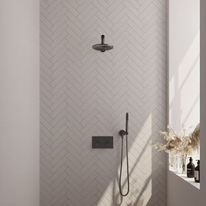 Brauer Edition 5-GM-160 thermostatic concealed rain shower with push buttons SET 49 gunmetal brushed PVD