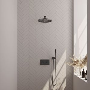 Brauer Edition 5-GM-161 thermostatic concealed rain shower with push buttons SET 50 gunmetal brushed PVD