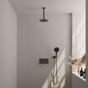 Brauer Edition 5-GM-170 thermostatic concealed rain shower with push buttons SET 59 gunmetal brushed PVD