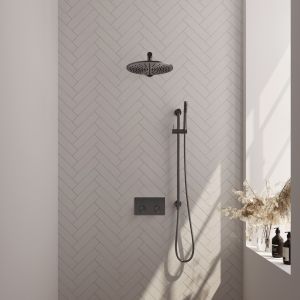 Brauer Edition 5-GM-173 thermostatic concealed rain shower with push buttons SET 62 gunmetal brushed PVD