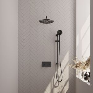 Brauer Edition 5-GM-179 thermostatic concealed rain shower with push buttons SET 68 gunmetal brushed PVD