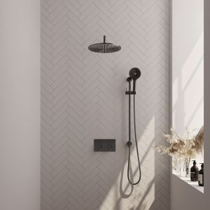 Brauer Edition 5-GM-181 thermostatic concealed rain shower with push buttons SET 70 gunmetal brushed PVD