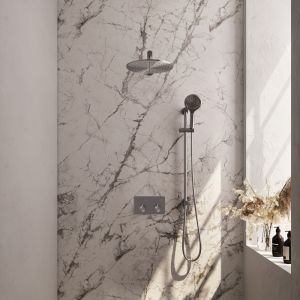 Brauer Edition 5-NG-179 thermostatic concealed rain shower with push buttons SET 68 brushed stainless steel PVD