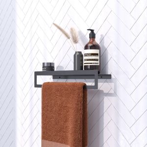 Brauer 5-GM-226 towel rack with shelf 40cm gunmetal brushed pvd