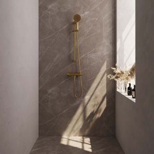 Brauer Carving 5-GG-086-2 surface-mounted shower thermostatic valve SET 02 gold brushed PVD