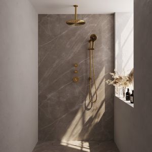 Brauer Carving 5-GG-120 thermostatic concealed rain shower SET 24 gold brushed PVD