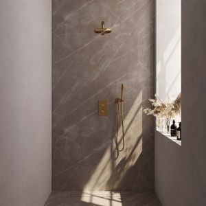 Brauer Carving 5-GG-121 thermostatic concealed rain shower 3-way diverter SET 25 gold brushed PVD