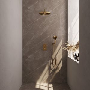 Brauer Carving 5-GG-130 thermostatic concealed rain shower 3-way diverter SET 34 gold brushed PVD