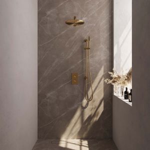 Brauer Carving 5-GG-134 thermostatic concealed rain shower 3-way diverter SET 38 gold brushed PVD