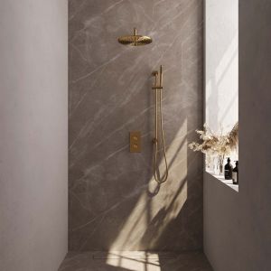 Brauer Carving 5-GG-136 thermostatic concealed rain shower 3-way diverter SET 40 gold brushed PVD