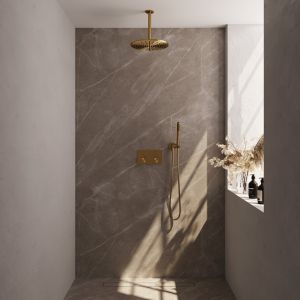 Brauer Carving 5-GG-189 thermostatic concealed rain shower with push buttons SET 54 gold brushed PVD