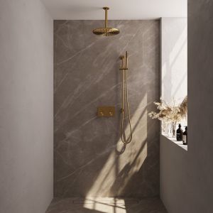 Brauer Carving 5-GG-201 thermostatic concealed rain shower with push buttons SET 66 gold brushed PVD
