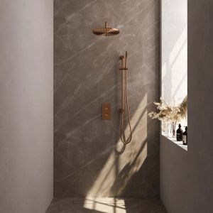Brauer Carving 5-GK-136 thermostatic concealed rain shower 3-way diverter SET 40 copper brushed PVD