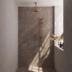 Brauer Carving 5-GK-137 thermostatic concealed rain shower 3-way diverter SET 41 copper brushed PVD