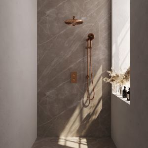 Brauer Carving 5-GK-140 thermostatic concealed rain shower 3-way diverter SET 44 copper brushed PVD