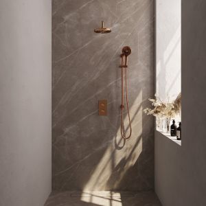 Brauer Carving 5-GK-141 thermostatic concealed rain shower 3-way diverter SET 45 copper brushed PVD