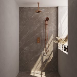 Brauer Carving 5-GK-143 thermostatic concealed rain shower 3-way diverter SET 47 copper brushed PVD