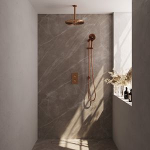 Brauer Carving 5-GK-144 thermostatic concealed rain shower 3-way diverter SET 48 copper brushed PVD