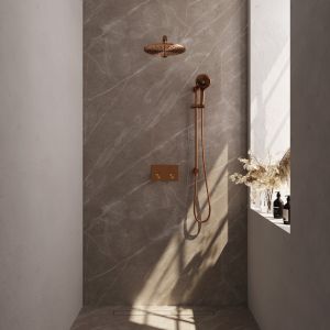 BrauerCarving 5-GK-203 thermostatic concealed rain shower with push buttons SET 68 copper brushed PVD