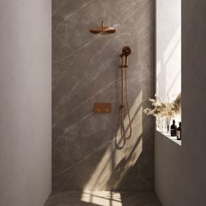 Brauer Carving 5-GK-205 thermostatic concealed rain shower with push buttons SET 70 copper brushed PVD