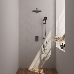 Brauer Carving 5-GM-140 thermostatic concealed rain shower 3-way diverter SET 44 gunmetal brushed PVD