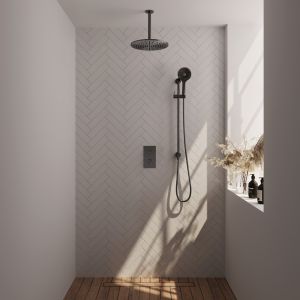 Brauer Carving 5-GM-144 thermostatic concealed rain shower 3-way diverter SET 48 gunmetal brushed PVD