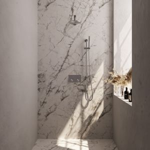 BrauerCarving 5-NG-196 thermostatic concealed rain shower with push buttons SET 61 stainless steel brushed PVD