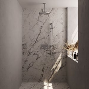 BrauerCarving 5-NG-201 thermostatic concealed rain shower with push buttons SET 66 stainless steel brushed PVD