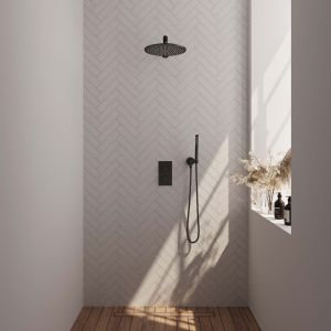 BrauerCarving 5-S-122 thermostatic flush-mounted rain shower 3-way diverter SET 26 matte black