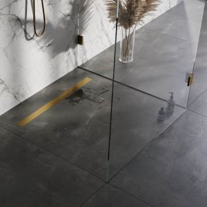 Brauer DR-MRF100GG douchegoot met multifunctioneel rooster en flens 7 x 100cm goud geborsteld PVD