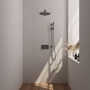 Brauer Edition 5-GM-173 thermostatic concealed rain shower with push buttons SET 62 gunmetal brushed PVD
