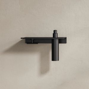 Geesa Leev 918216-06-280 shelf 28 cm with towel hook and soap dispenser 200ml black