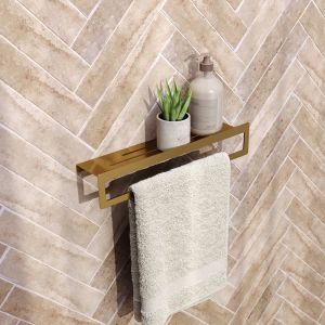Brauer 5-GG-226 towel rail with shelf 40cm gold brushed pvd