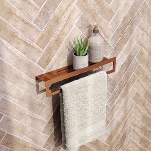 Brauer 5-GK-226 towel rail with shelf 40cm copper brushed pvd