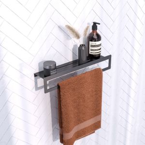 Brauer 5-GM-226 towel rack with shelf 40cm gunmetal brushed pvd