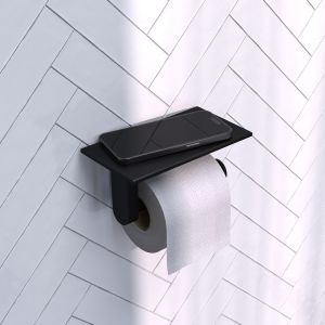 Brauer 5-S-223 toilet roll holder with shelf matte black