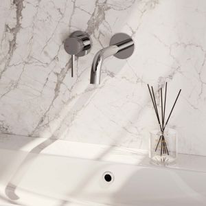 Brauer Carving 5-CE-083-B6-65 concealed basin mixer with curved spout and rosettes model A2 chrome