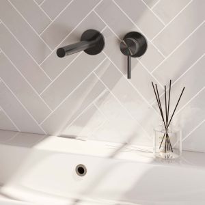 Brauer Carving Abdeckplatten 5-GM-004-S6-65 Unterputz-Waschtischbatterie mit geradem Auslauf und Modell A1 Rotguss gebürstet PVD