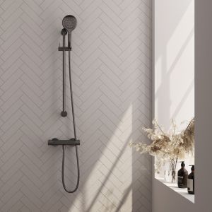 Brauer Carving 5-GM-086-2 surface-mounted shower thermostatic valve SET 02 gunmetal brushed PVD