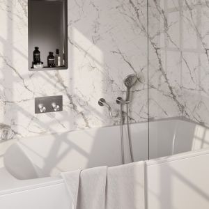 Brauer Carving 5-NG-215 thermostatische inbouw badkraan met drukknoppen SET 04 RVS geborsteld PVD