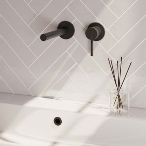 Brauer Carving 5-S-004-S6-65 Unterputz-Waschtischbatterie mit geradem Auslauf und Abdeckplatten Modell A1 mattschwarz