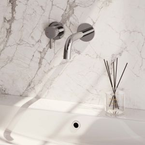 Brauer Edition 5-CE-083-B1-65 concealed basin mixer with curved spout and rosettes model E2 chrome