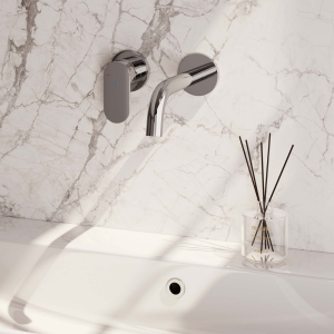 Brauer Edition 5-CE-083-B3-65 concealed basin mixer with curved spout and rosettes model C2 chrome