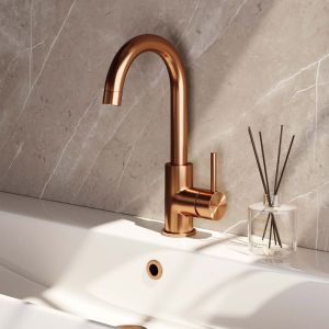 Brauer Edition 5-GK-003 high surface-mounted basin mixer with swivel round spout model A copper brushed PVD