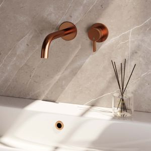 Brauer Edition 5-GK-004-B1-65 inbouw wastafelmengkraan met gebogen uitloop en rozetten model E1 koper geborsteld PVD