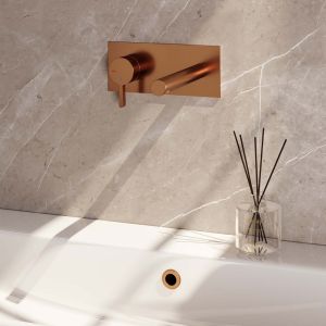 Brauer Edition 5-GK-083-S1 inbouw wastafelmengkraan met rechte uitloop en afdekplaat model E2 koper geborsteld PVD